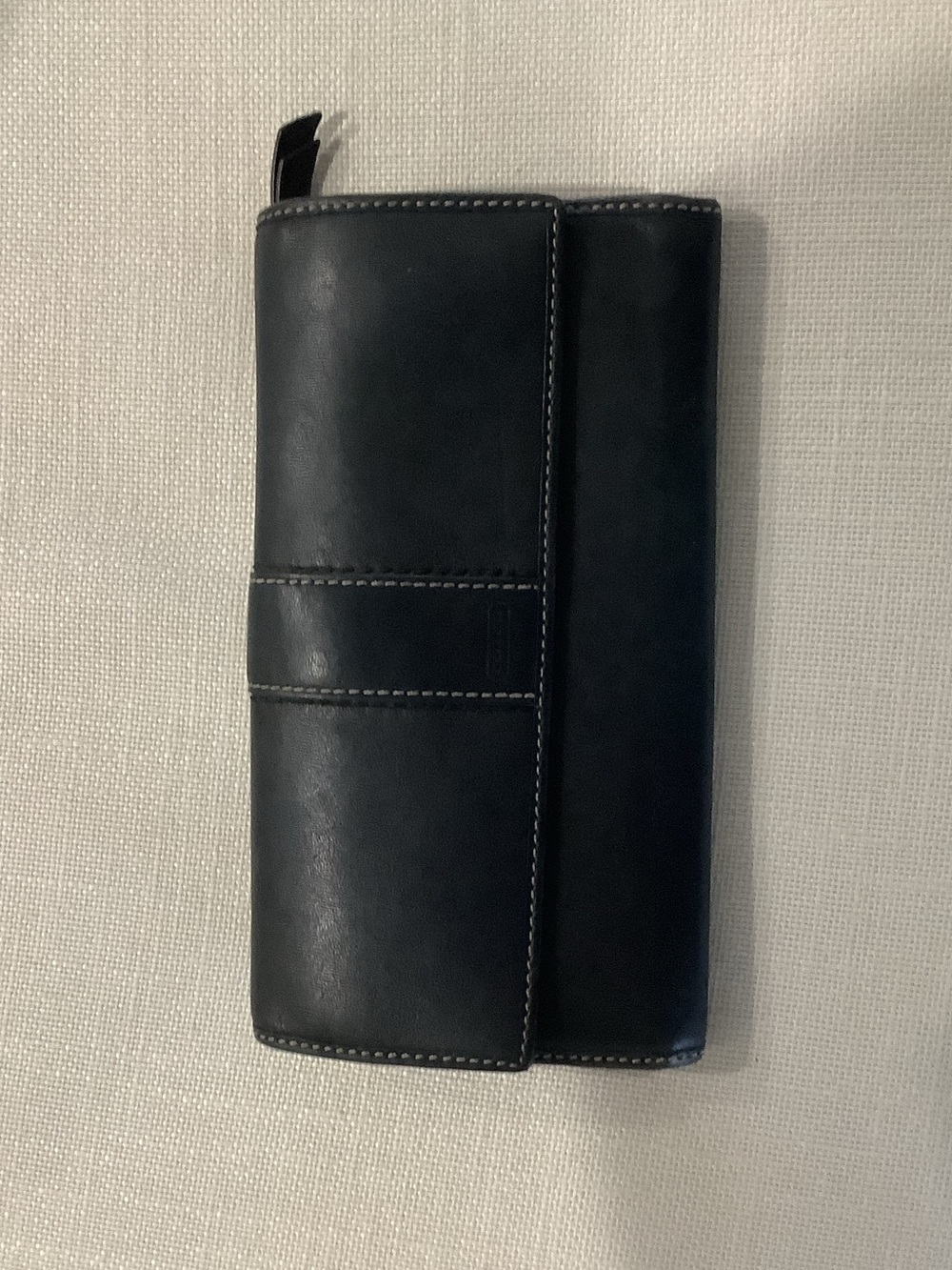Coach Black Leather Wallet Purple Interior Zip Coin Pocket